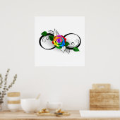 Poster Symbole d'infini avec Rose arc-en-ciel (Cuisine)