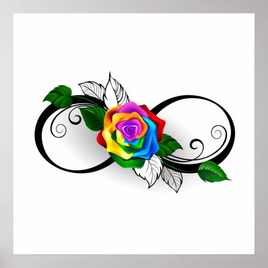 Poster Symbole d'infini avec Rose arc-en-ciel (Devant)