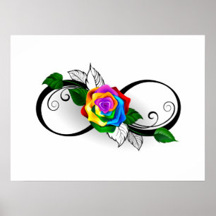 Poster Symbole d'infini avec Rose arc-en-ciel