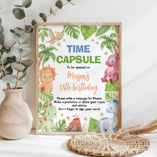Poster Symbole Dinosaur Cute Boy Anniversaire Fête Heure 