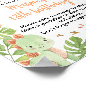 Poster Symbole Dinosaur Cute Boy Anniversaire Fête Heure  (Coin)