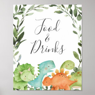 Poster Symbole Dinosaures Baby shower Aliments et boisson