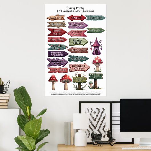 Poster Symbole directionnel de forêt enchantée do-it-your (Bureau à domicile)