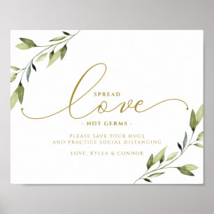 Poster Symbole Distances Sociales Verdure et or Ethérée