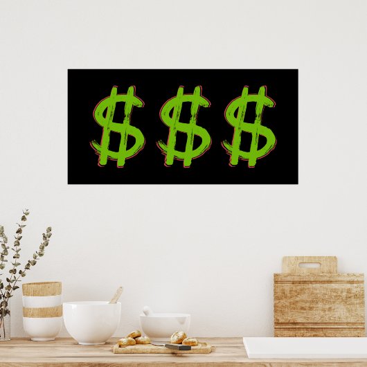 Poster Symbole Dollar Vert (Cuisine)