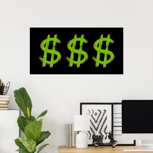 Poster Symbole Dollar Vert (Bureau à domicile)