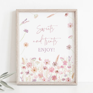 Poster Symbole Douche Fleur sauvage Rose Dusty