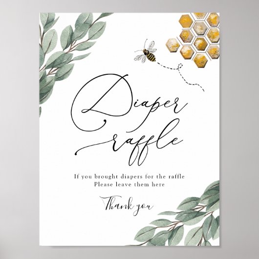 Poster Symbole doux comme peut Bee Eucalyptus Déchets (Devant)