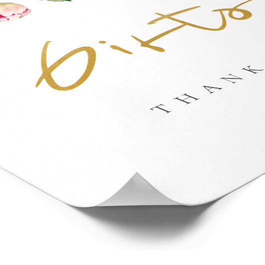 Poster Symbole doux flush Peony Aquarelle Cadeaux (Coin)