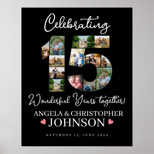 Poster Symbole du 15e anniversaire du Mariage Photo Colla (Devant)