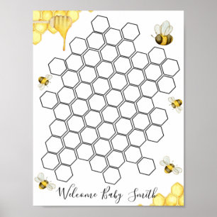 Poster Symbole du Baby shower Bee Honeycomb