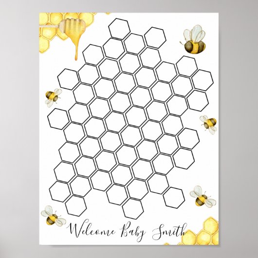 Poster Symbole du Baby shower Bee Honeycomb (Devant)