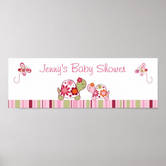 Poster Symbole du Baby shower branché de tortue tropicale (Devant)