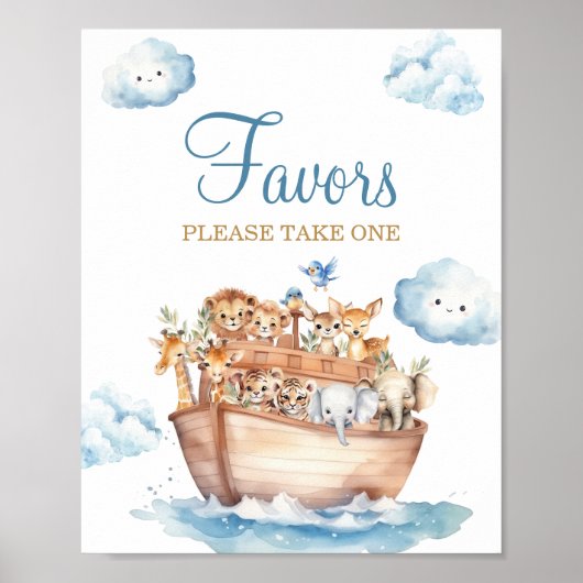Poster Symbole du Baby shower d'arche du mignon Noah Favo (Devant)