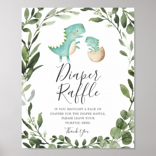 Poster Symbole du Baby shower de couches Dinosaure pour b (Devant)