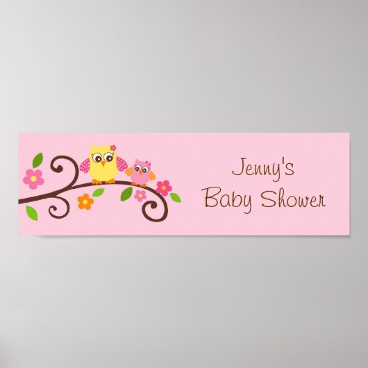 Poster Symbole du Baby shower de la fille de la chouette (Devant)