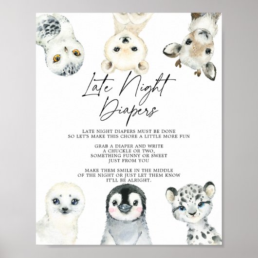 Poster Symbole du Baby shower des animaux arctiques Diape (Devant)