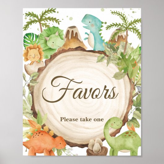 Poster Symbole du Baby shower des Dinosaures (Devant)