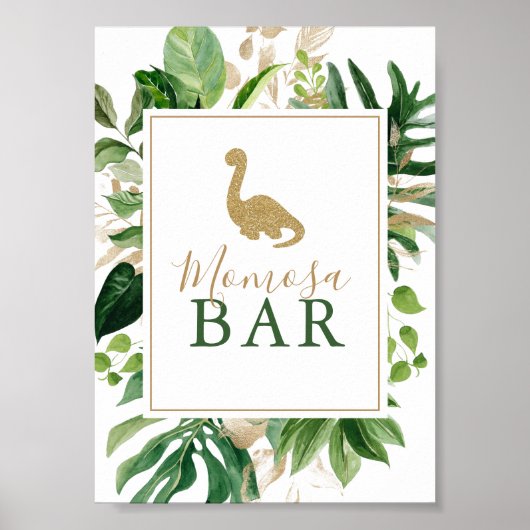 Poster Symbole du Baby shower Dinosaur Momosa Bar (Devant)