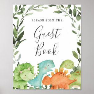 Poster Symbole du Baby shower Dinosaures