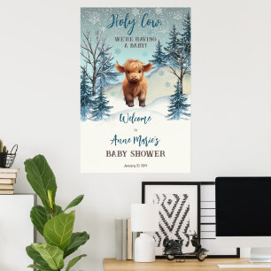 Poster Symbole du Baby shower hivernal de la Vache Sainte