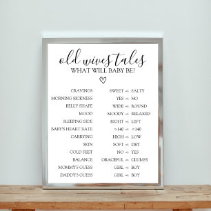 Poster Symbole du Baby shower Old Wives Tales