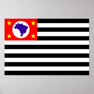Poster Symbole du Brésil de drapeau de ville de Sao Paul