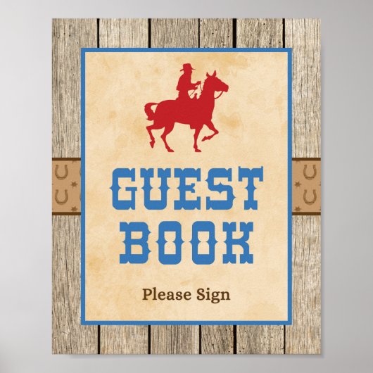 Poster Symbole du livre d'hôtes Cowboy Baby shower occide (Devant)