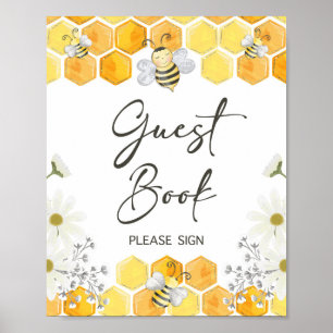 Poster Symbole du livre d'hôtes Honey Bee Yellow Shoe
