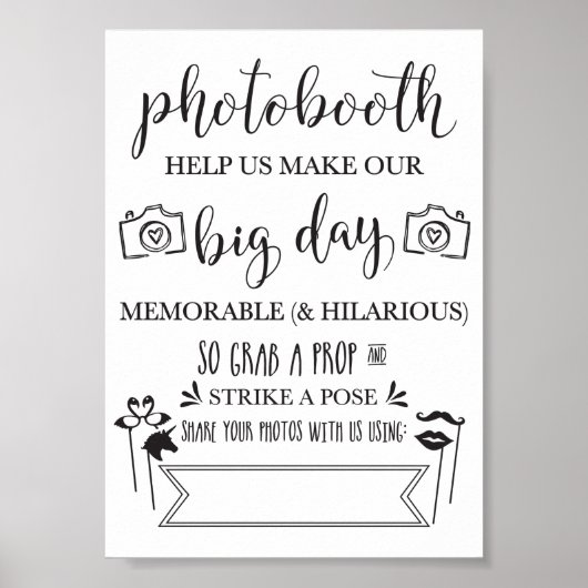 Poster Symbole du mariage avec hashtag photo 5x7 (Devant)