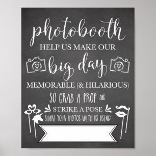 Poster Symbole du mariage du hashtag Photobooth