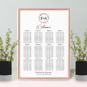 Poster Symbole du Mariage du monogramme floral Boho