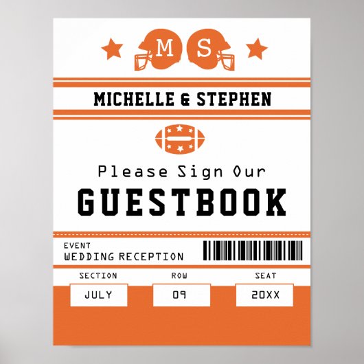 Poster Symbole du Mariage du ticket de football orange (Devant)