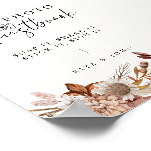 Poster Symbole du Mariage Floral Boho Cream (Coin)