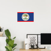 Poster Symbole du pays du pavillon du Belize (Bureau à domicile)