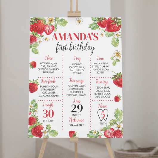 Poster Symbole du premier anniversaire de la fraise