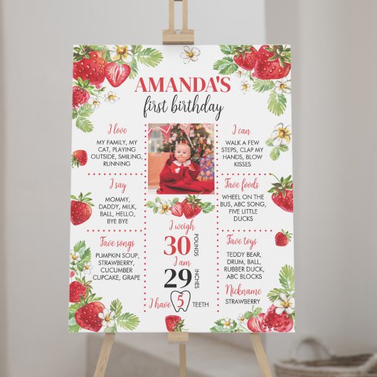 Poster Symbole du premier anniversaire de la fraise