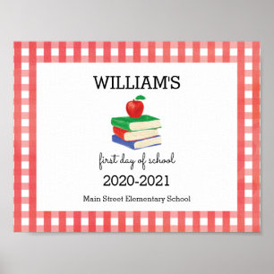 Poster SYMBOLE DU PREMIER JOUR DE L'ÉCOLE En vichy Apple