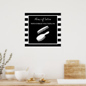 Poster Symbole du salon de coiffure tendance noir blanc r (Cuisine)