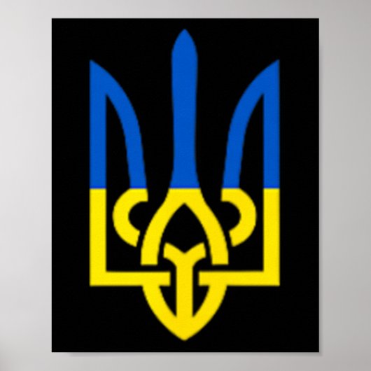 Poster Symbole du trident ukrainien - Drapeau ukrainien d (Devant)
