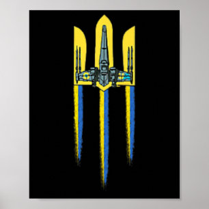 Poster Symbole du trident ukrainien Tryzub Ukraine Logo