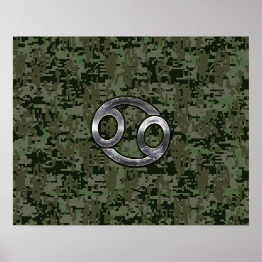 Poster Symbole du zodiaque Cancer sur camouflage numériqu (Devant)