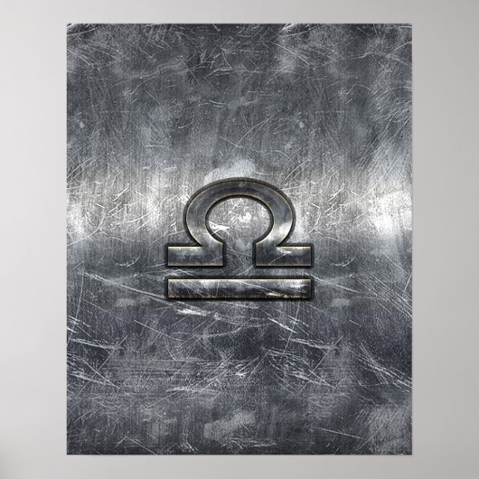 Poster Symbole du Zodiaque de Libra dans le style argenté (Devant)