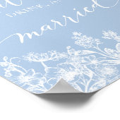 Poster Symbole Dusty Blue Floral Mangez, buvez et soyez m (Coin)