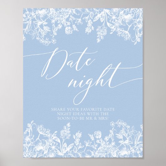 Poster Symbole Dusty Blue Floral Night Ideas (Devant)