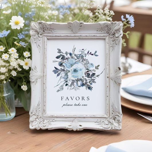 Poster Symbole Dusty Blue Floral Wedding Favors