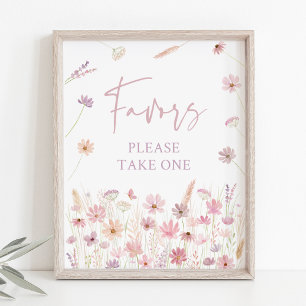 Poster Symbole Dusty Rose Fleur sauvage Faveurs Baby show