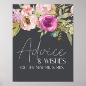 Poster Symbole Dusty Rose Purple Floral Carte & Cadeaux (Devant)
