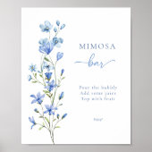 Poster SYMBOLE Élégant Bleu Floral Bridal Mimosa Bar (Devant)