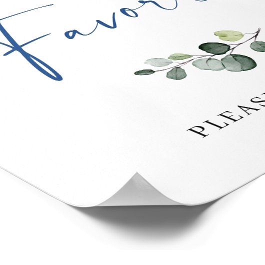 Poster Symbole Elégant bleu Hydrangea Eucalyptus Faveurs (Coin)